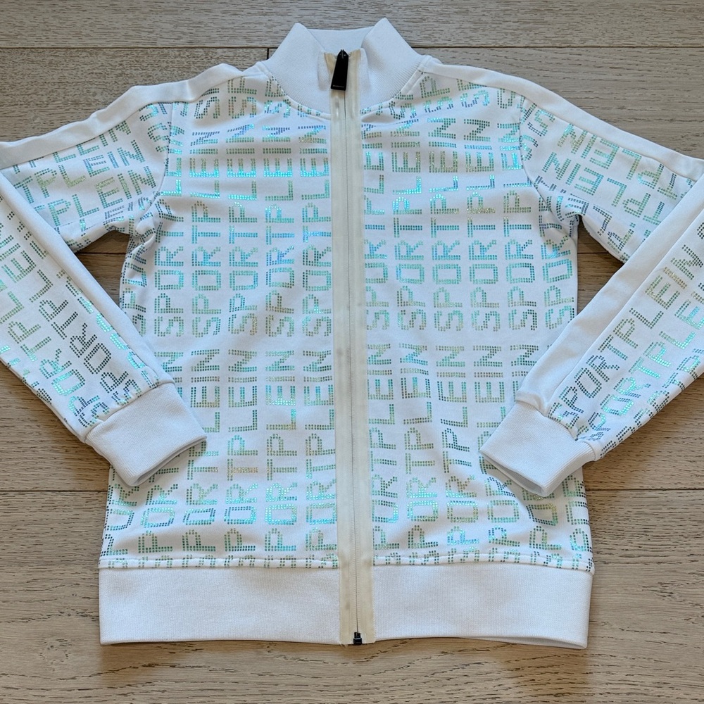 Plein Sport Front Zip Holographic Logo Print Track Jacket in Size XS
